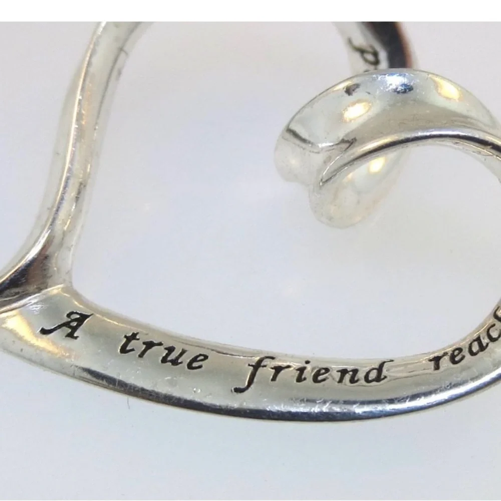Sterling Silver LA Twisted Heart Slide Pendant Expression A True Friend